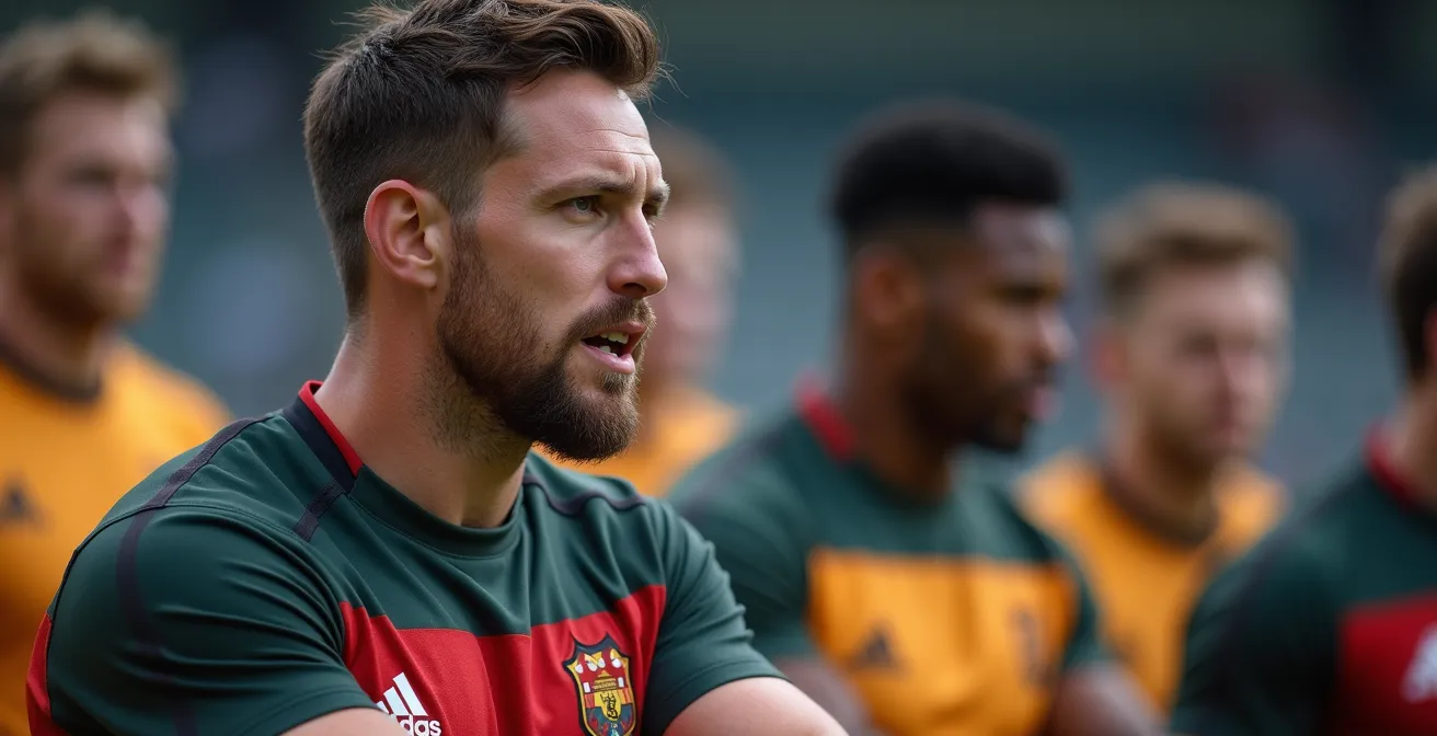 Capitaine de rugby communiquant clairement avec son équipe tout en portant un protège-dents sur-mesure