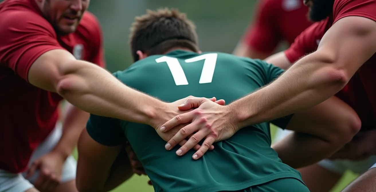 Détail de la liaison correcte d'un pilier sur le maillot adverse